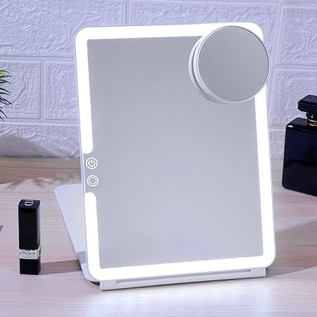 FUNTOUCH Rechargeable Travel Makeup Vanity Mirror with 72 Led Lights, Portable Lighted Makeup Bea... | Amazon (US)