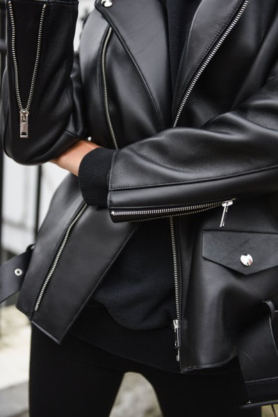 Black Leather Aviator Jacket | DE SAVARY LONDON
