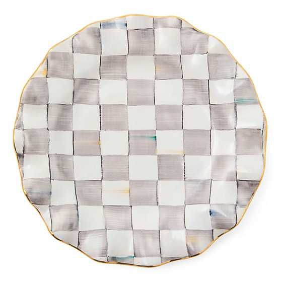 Sterling Check Ceramic Fluted Dinner Plate | MacKenzie-Childs