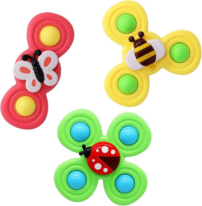 3pcs Suction Cup Spinner Toy High Chair Toys, Spinning Top Baby Bath Toys Baby Toy Autism Toys wi... | Amazon (US)