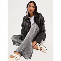 Silver Plissé Wide Leg Trousers | George at ASDA