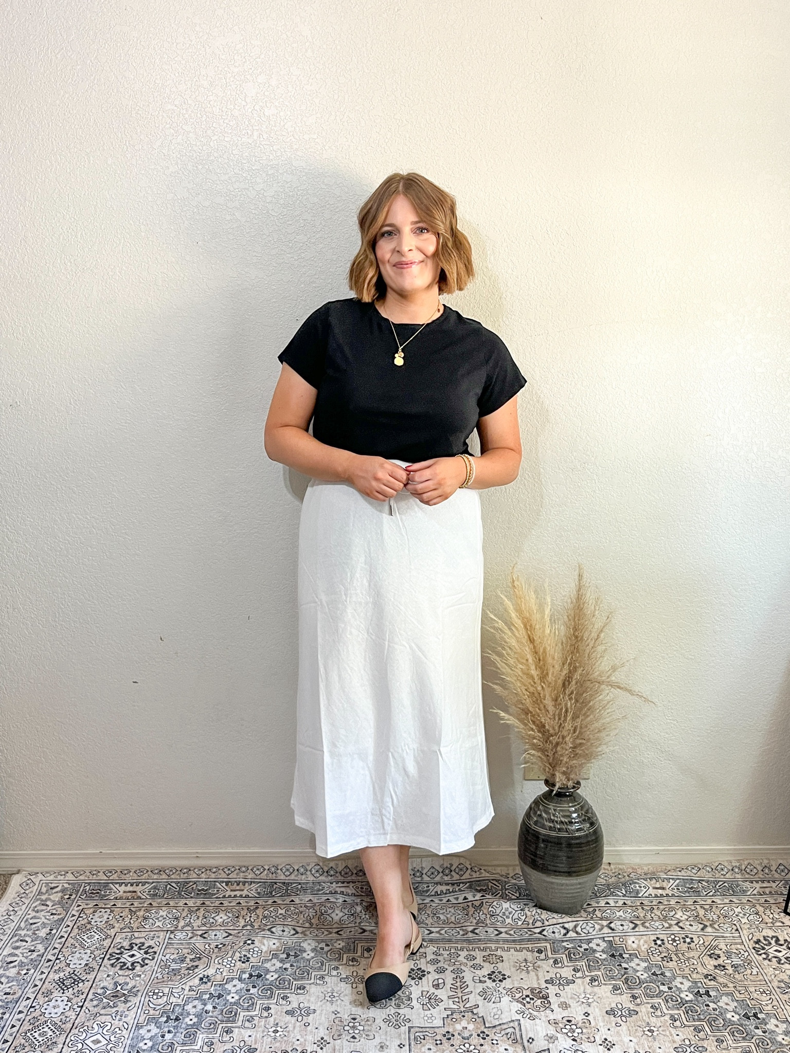 Teacher outfit or office casual style// I have worn these skirt so much this summer, but it can also be dressed up for work! Double lined. 

Wearing L in tee & skirt (tts)

#LTKWorkwear #LTKStyleTip #LTKMidsize