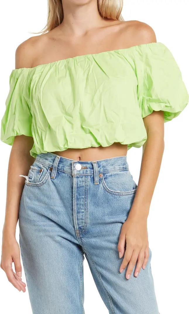 Cropped Off-the-shoulder Puff-sleeve Blouse | Nordstrom Rack