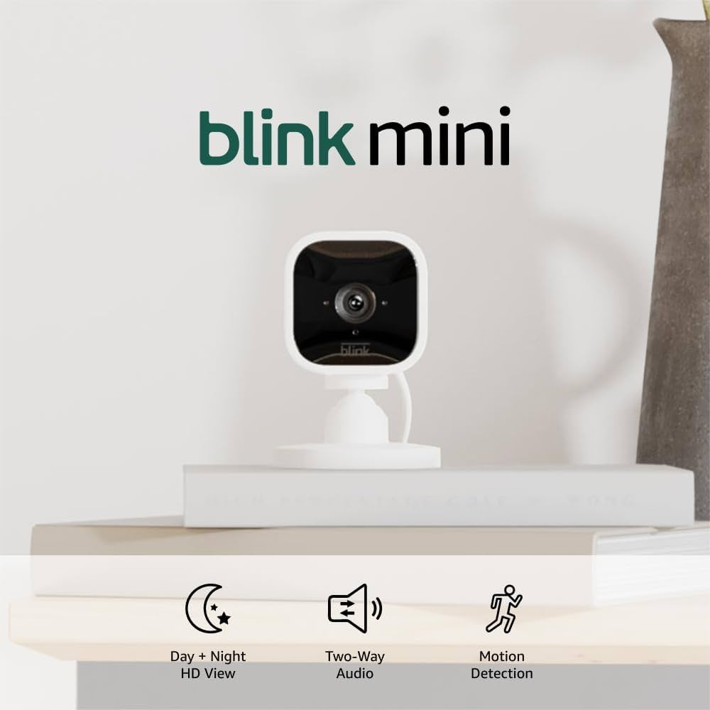 Blink Mini - Compact indoor plug-in smart security camera, 1080p HD video, night vision, motion d... | Amazon (US)