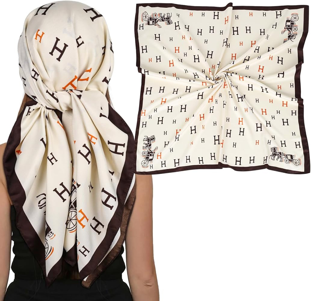 EXTREE Women's 35 inch Fashion Headscarf Silk Satin Scarf for Hair Wrapping at Night Bandana Squa... | Amazon (US)