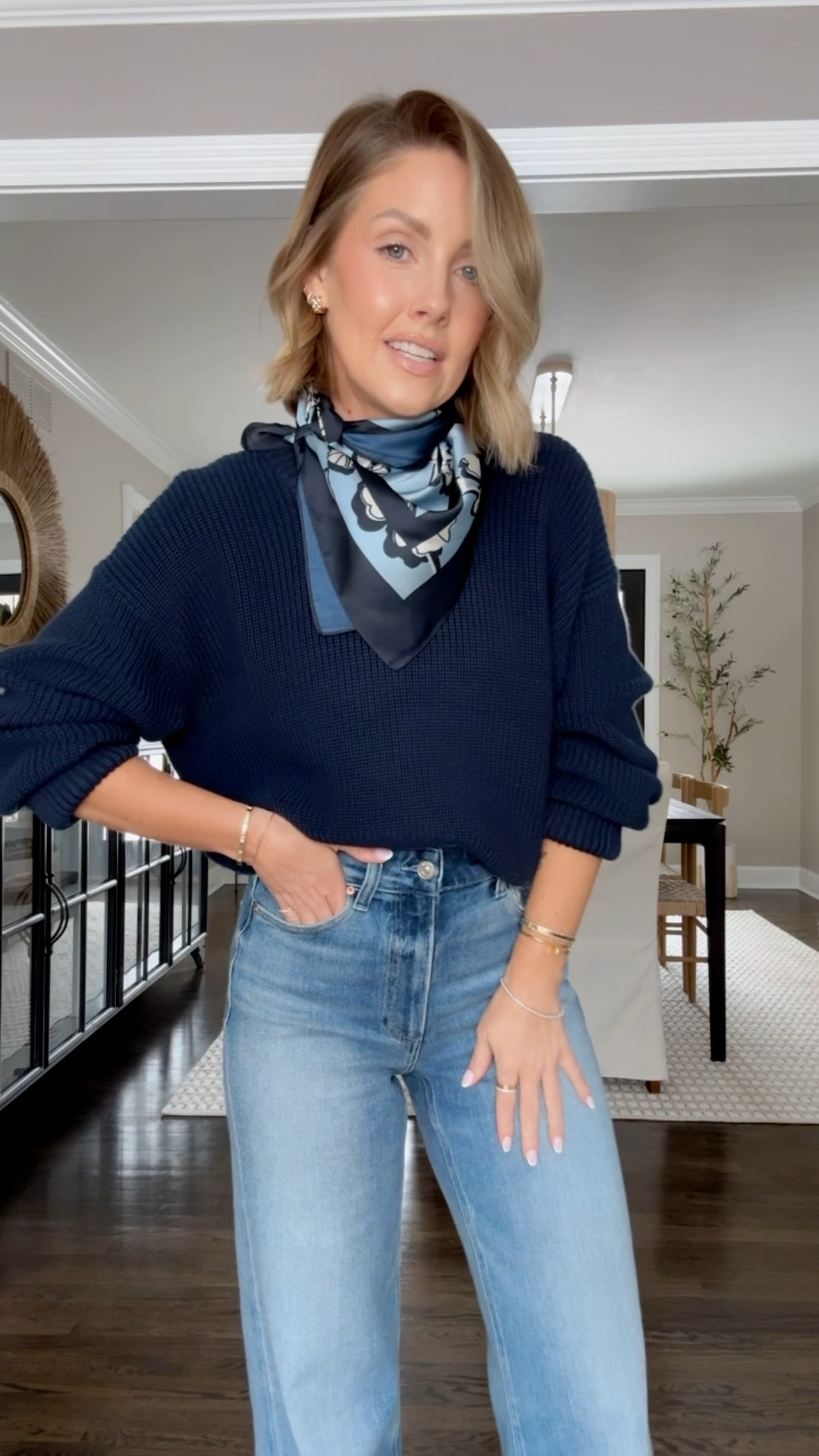 Small sweater / 25 jeans (true to size) / Sneakers are true to size 💙

#LTKPetite #LTKootd #LTKOver40