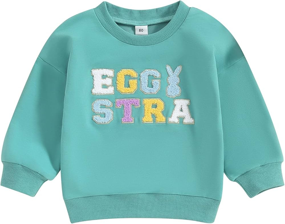 Twopumpkin Toddler Easter Shrit Baby Girl Outfit Crewneck Bunny Sweatshirt Long Sleeve Shirts Hol... | Amazon (US)