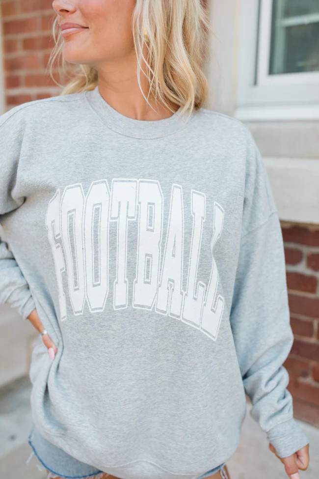 Football Block Grey Oversized Graphic Sweatshirt | Pink Lily
