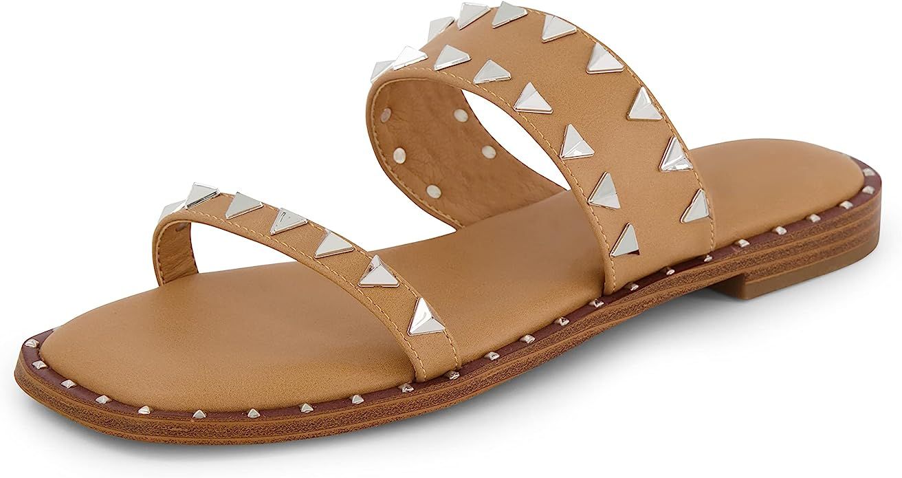 CUSHIONAIRE Women's Visby stud slide sandal +Memory Foam, Wide Widths Available | Amazon (US)