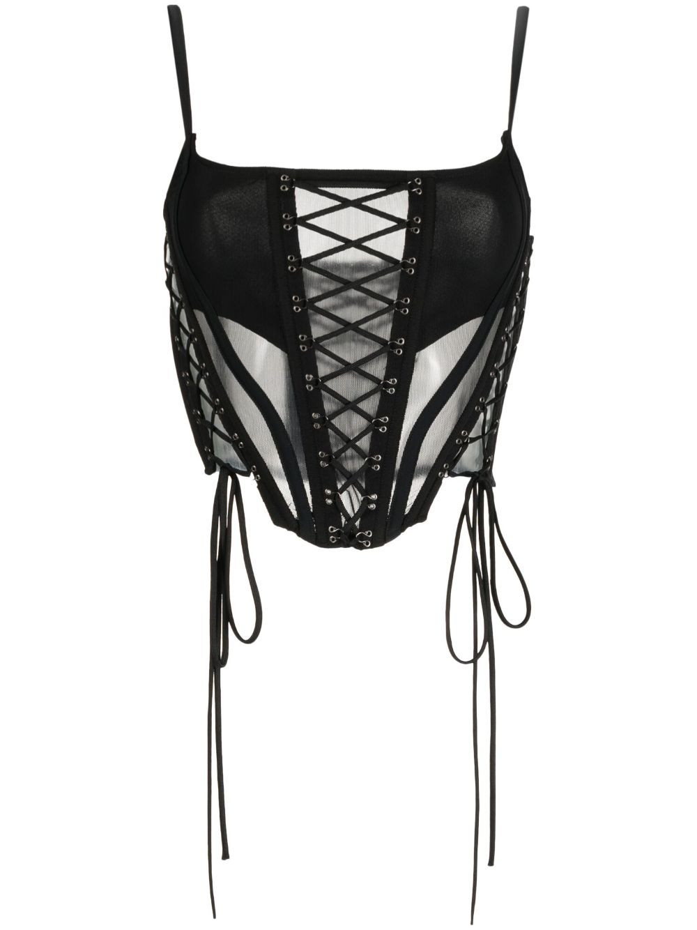lace-up sheer bustier top | Farfetch Global