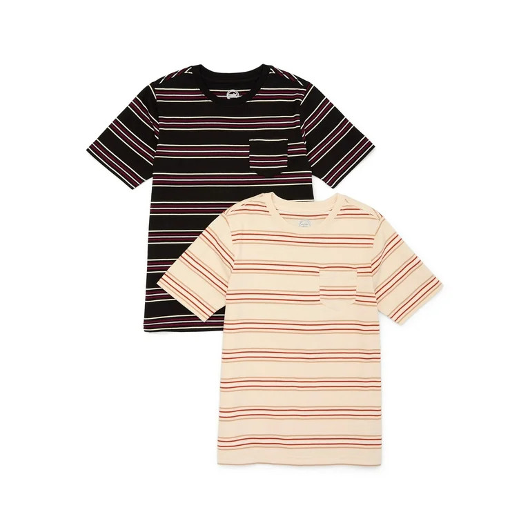 Wonder Nation Boys Stripe Tee with Short Sleeves, 2-Pack, Sizes 4-16 | Walmart (US)