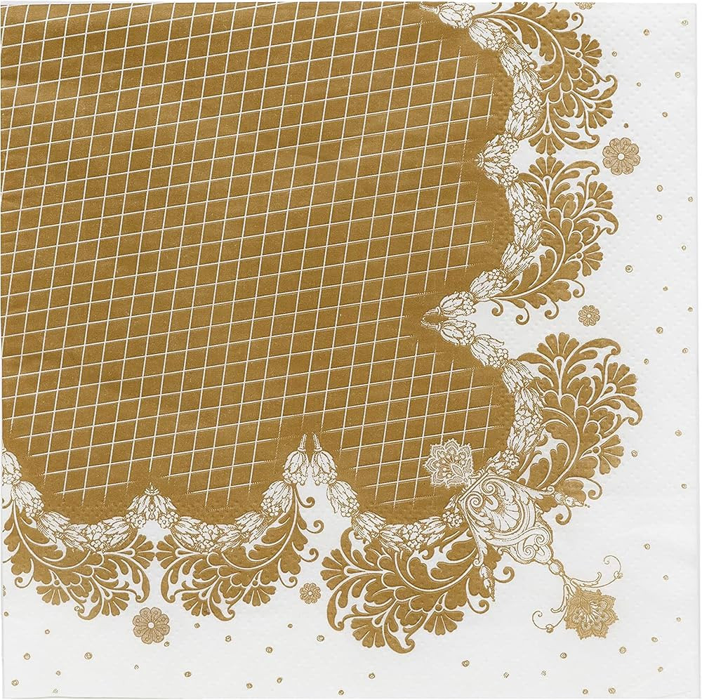 Talking Tables Pack of 20 White & Gold Paper Napkins Elegant Decorations Wedding Hen Party Christ... | Amazon (UK)