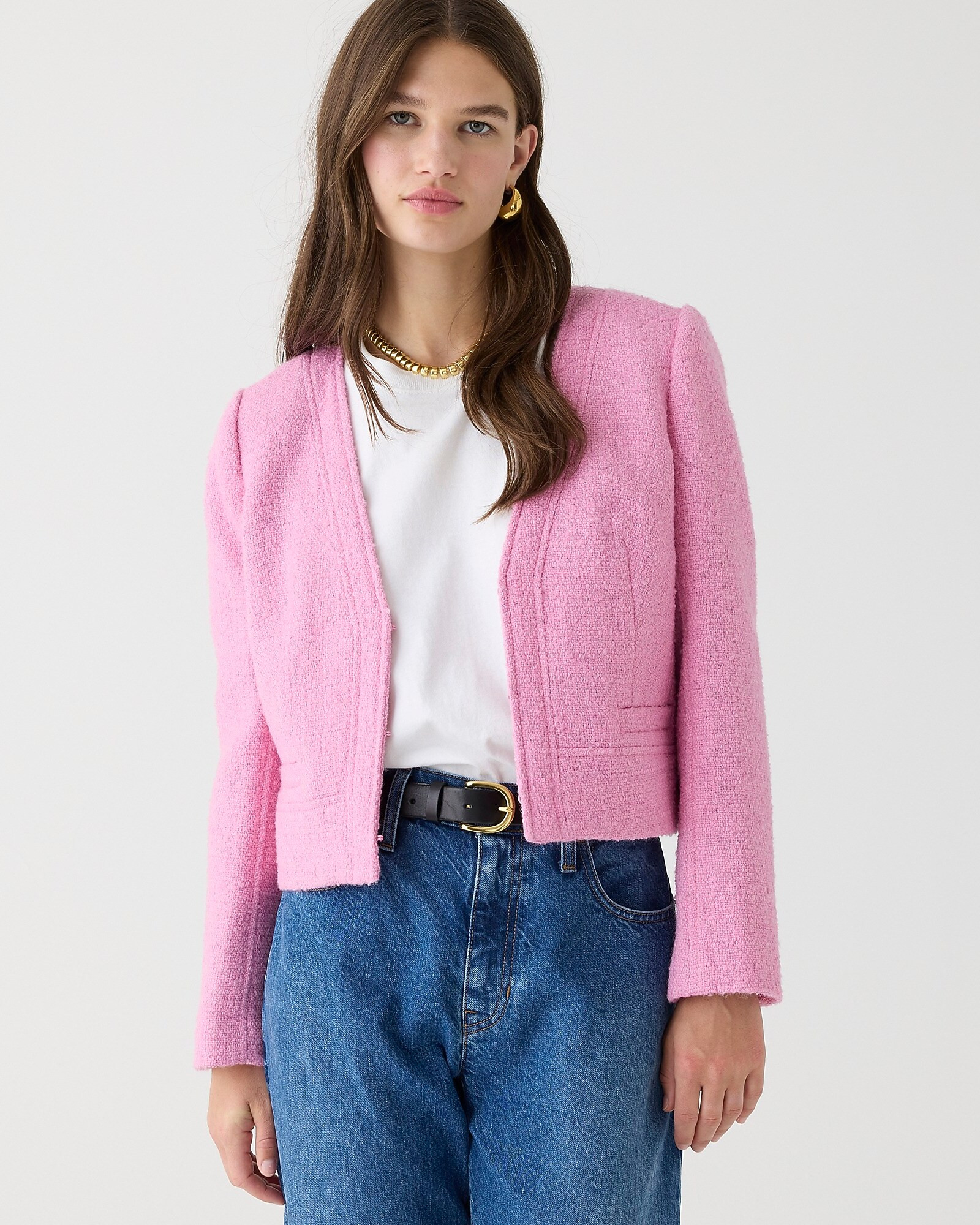 Collarless lady jacket in maritime tweed | J. Crew US