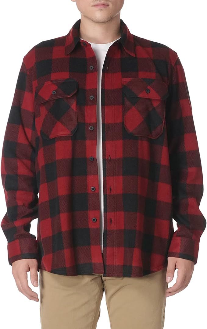 Wrangler Authentics Men's Long Sleeve Heavyweight Fleece Shirt | Amazon (US)