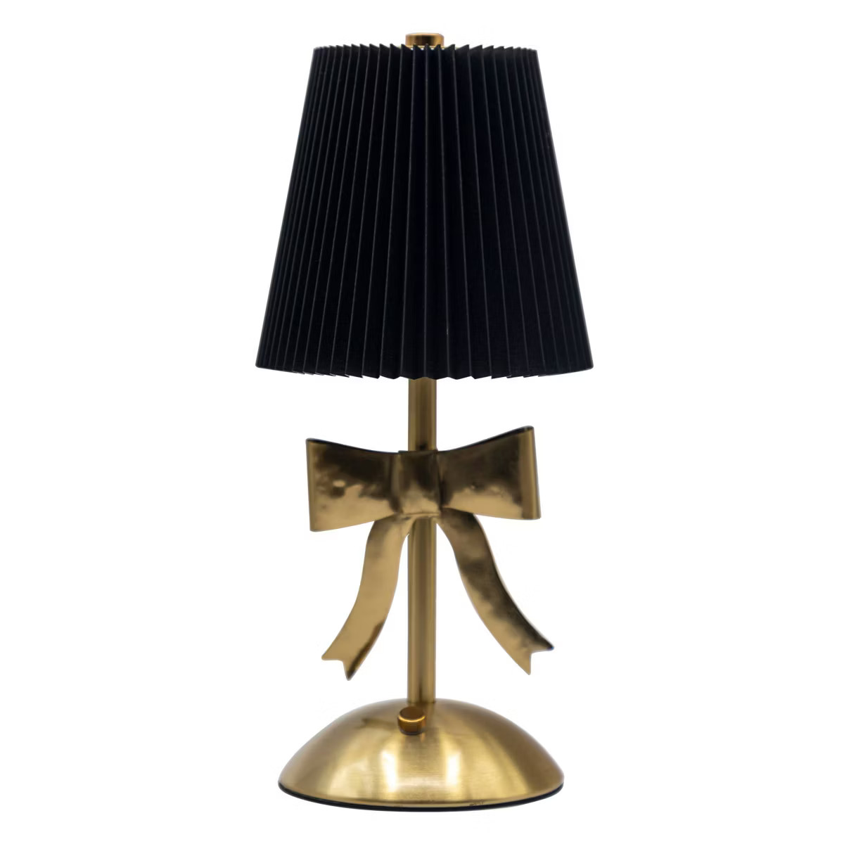 National Brand Portable and Rechargeable LED Touch Lamp with Black Fabric Pleated Shade and Brush... | Target