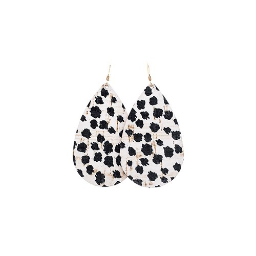 Spotted Cork Leather Earrings | Nickel and Suede