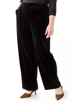 Kasper Women's Plus Size Pull On Wide Leg Pants, Black, 1X | Belk