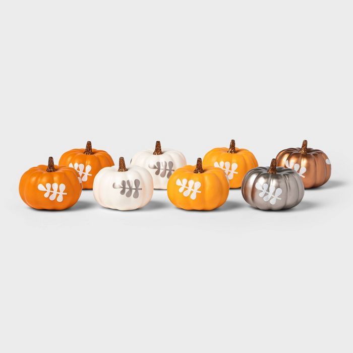 8ct Harvest Mini Decorative Pumpkin (with Leaves) - Spritz™ | Target