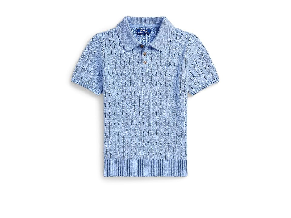 Polo Ralph Lauren Kids Cable-knit Cotton Polo Sweater (Big Kid) Boy's Sweater Blue Heather : SM (8 Big Kid) | Zappos