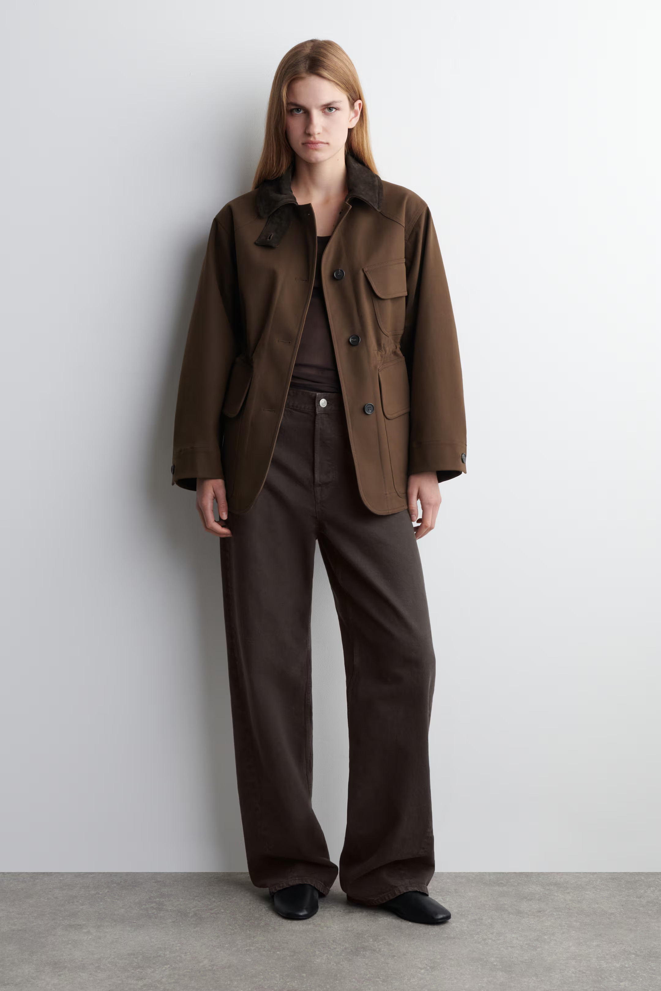 FELDJACKE MIT KRAGEN AUS VELOURSLEDER | H&M (DE, AT, CH, NL, FI)