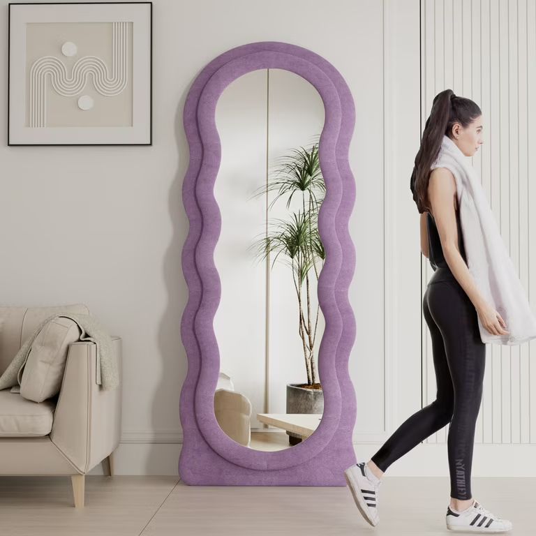 VLUSH Wavy Full Length Mirror, Freestanding Floor Mirror with Stand, 63"x24" Wall Mounted Mirror ... | Walmart (US)
