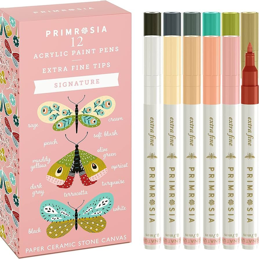 Primrosia 12 Signature Acrylic Paint Pens – Extra Fine Tip Markers Set. Art Supplies for Paper,... | Amazon (US)