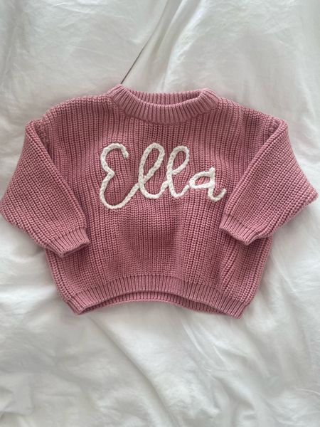 Baby girl name sweater 💕 

Name sweater for baby, baby sweater, baby clothing, baby fall outfits, baby winter outfits, baby spring outfits, pink baby sweater

#LTKSeasonal #LTKfamily #LTKbaby