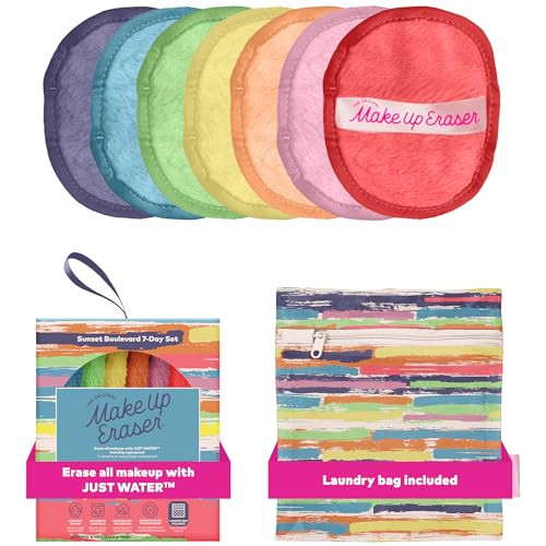 The Original Makeup Eraser, 7-Day Set, Erase All Makeup with Just Water, Including Waterproof Mascara, Eyeliner, Foundation, Lipstick, Sunscreen, and More! Sunset Boulevard, 7ct. | Amazon (US)