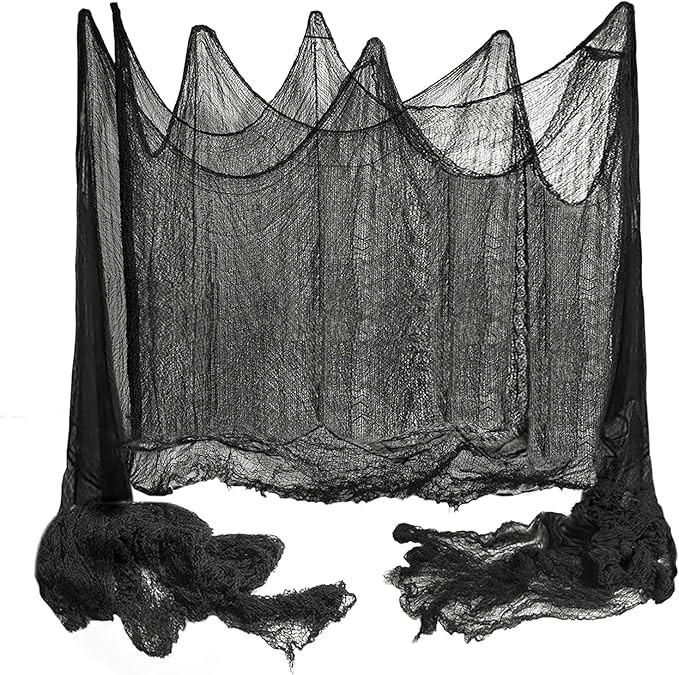 400x80 Inch Oversized Halloween Black Creepy Cloth - 33x6.5ft Spooky Fabric Cloth for Haunted Hou... | Amazon (US)