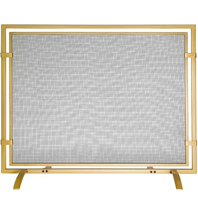 Single Panel Handcrafted Iron Fireplace Screen 39"(W) x 30.5"(H), Gold | Walmart (US)
