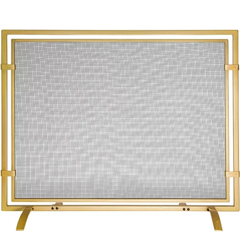 Single Panel Handcrafted Iron Fireplace Screen 39"(W) x 30.5"(H), Gold | Walmart (US)