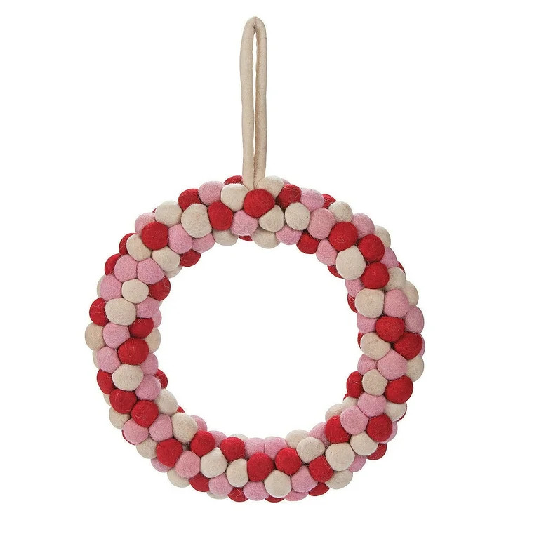 Valentine Pom Pom Wreath - Home Decor - 1 Piece | Walmart (US)