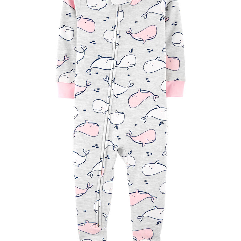 1-Piece Whale Snug Fit Cotton Footie PJs | Carter's