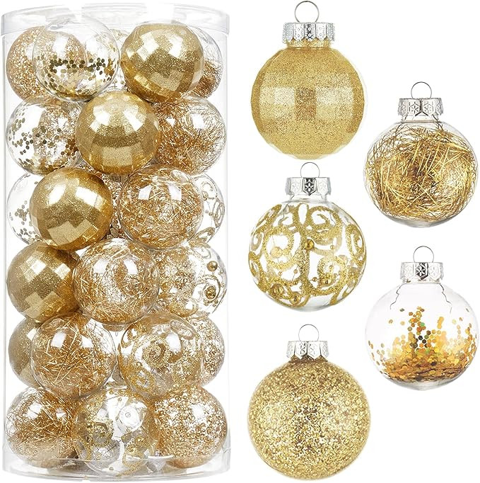 Amazon.com: Wironlst 60mm/2.36" Christmas Ball Ornaments Shatterproof Clear Large Plastic Hanging... | Amazon (US)