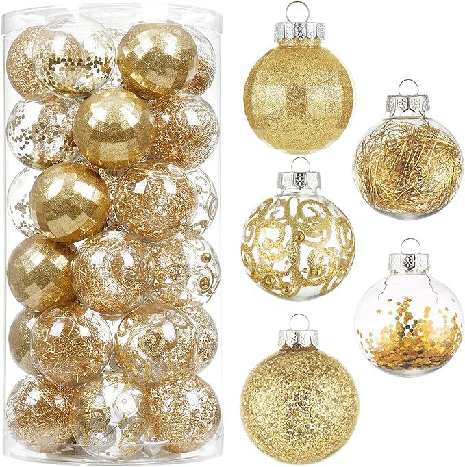 Amazon.com: Wironlst 60mm/2.36" Christmas Ball Ornaments Shatterproof Clear Large Plastic Hanging... | Amazon (US)