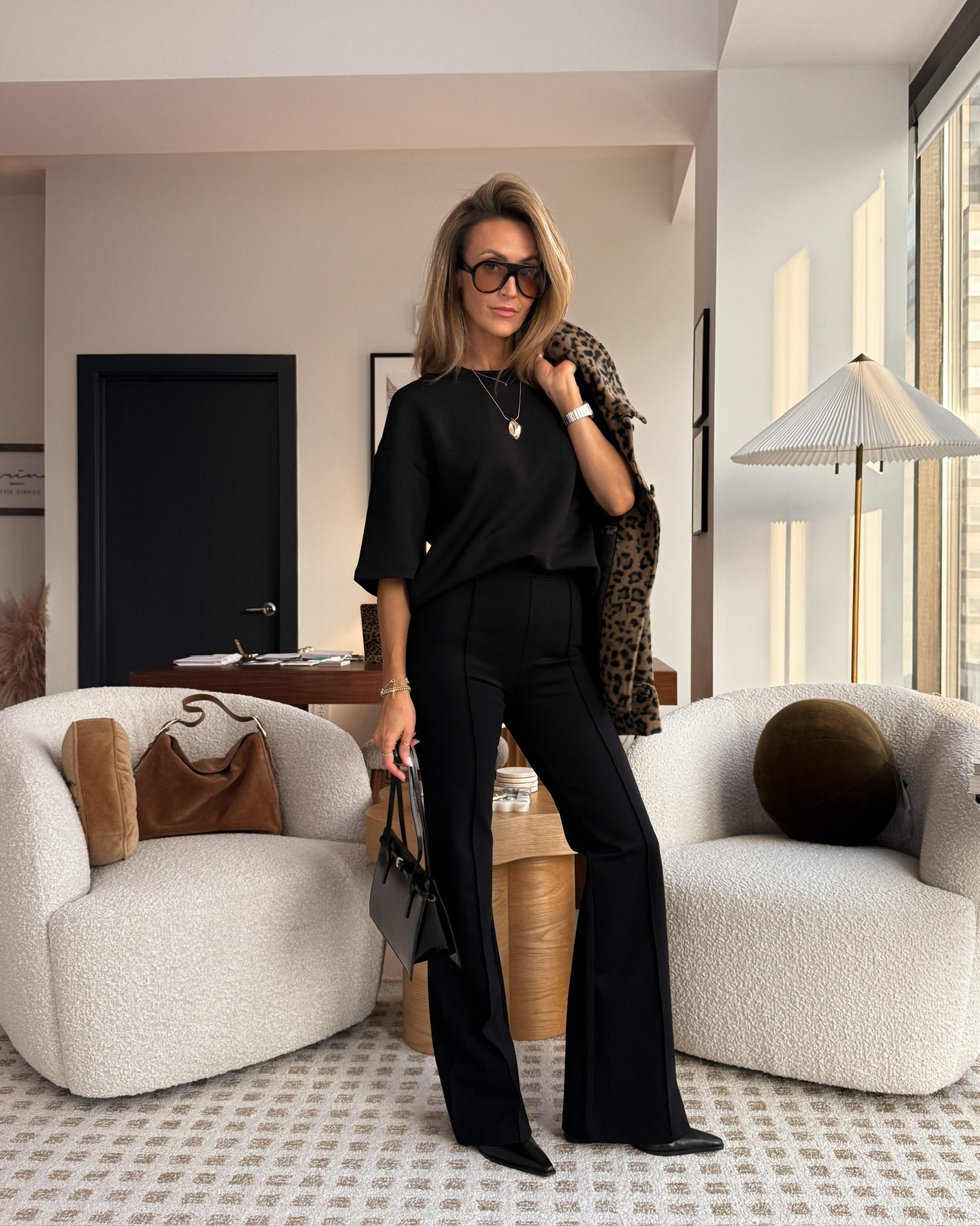 The flare pants that elongated the legs and gives the illusion of a few extra inches! Paired with the air essentials tee in small 
Linking a couple of leopard printed jackets I found! 
Code: KARINAXSPANX for first time shoppers on the pants and tee! 

#LTKootd #LTKOver40 #LTKWorkwear