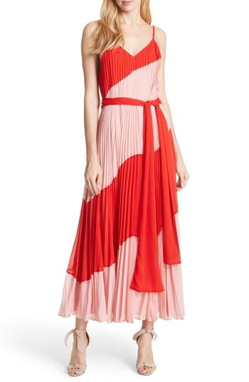 Women's Alice + Olivia Rozlyn Pleat Colorblock Maxi Dress | Nordstrom