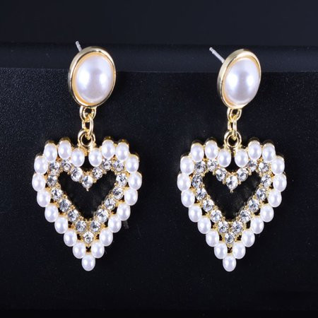Dress Choice Love Heart Shape Earrings Pearl Hoop Earrings for Women Fashion Dangle Hypoallergenic L | Walmart (US)