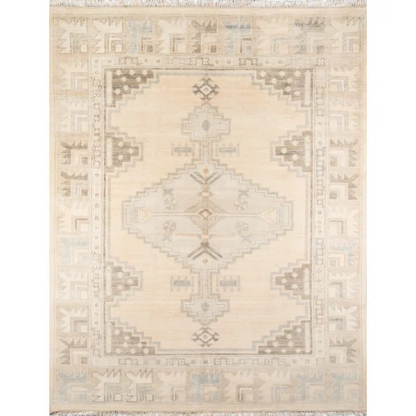 Concord Handmade Hand-Knotted Wool Beige/Blue/Brown Rug | Wayfair North America