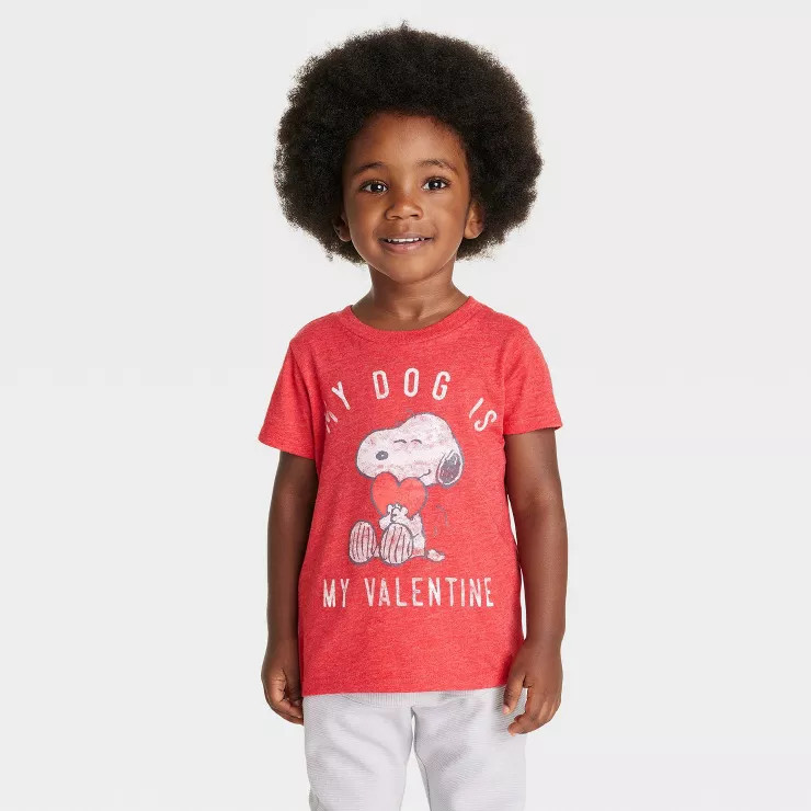Toddler Boys' Peanuts Snoopy My Dog Printed T-Shirt - Red | Target