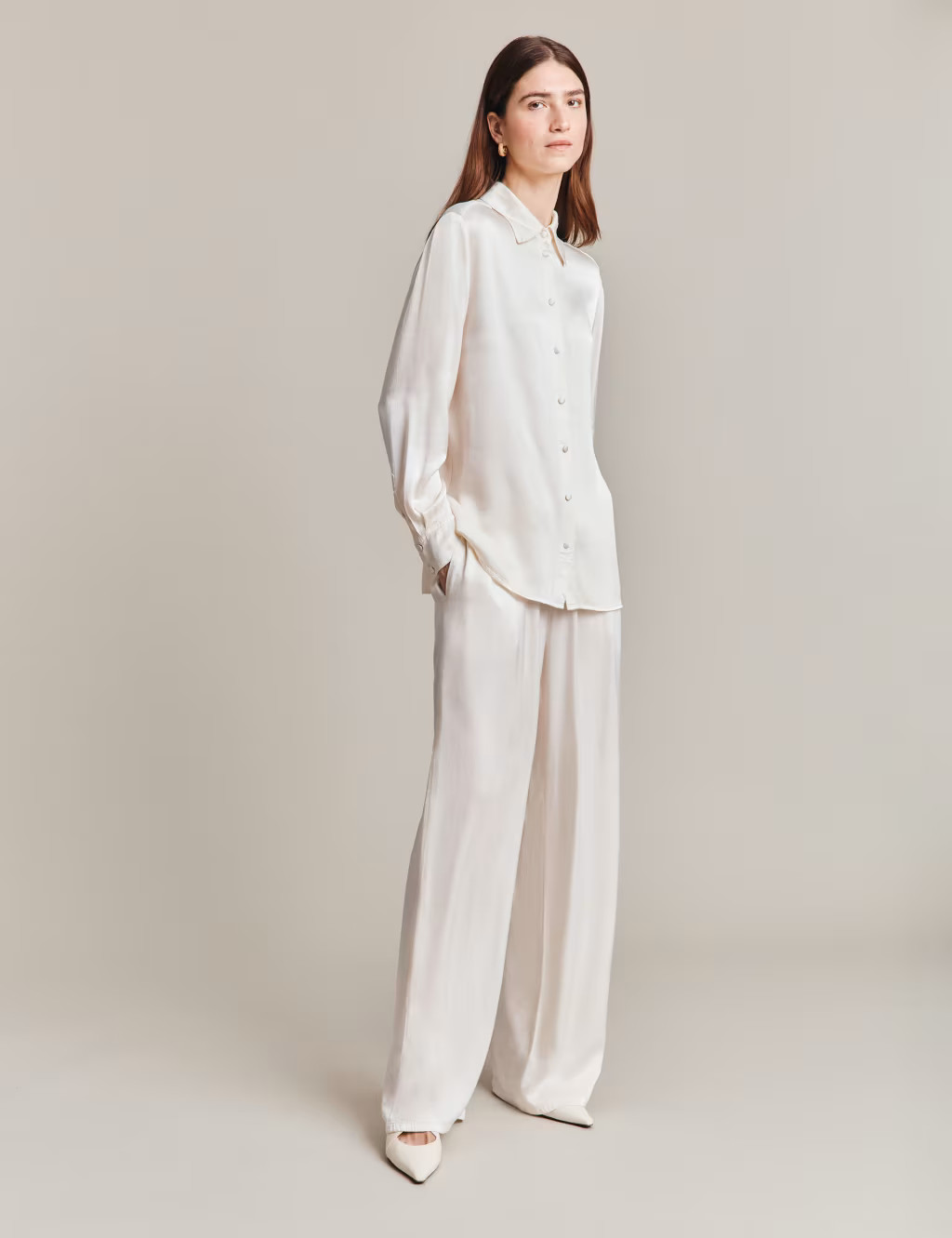 Satin Drawstring Wide Leg Trousers | Marks & Spencer (UK)