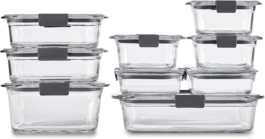 Rubbermaid Brilliance Glass Food Storage Containers, Assorted Sizes, Set of 9, BPA-Free, Leak-Pro... | Amazon (US)