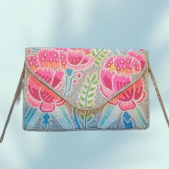 Handmade Floral Bag Designer Bead Bag Clutch Purse Fashion | Etsy | Etsy (US)