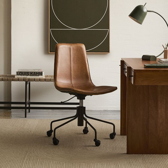 Slope Leather Swivel Office Chair | West Elm (US)