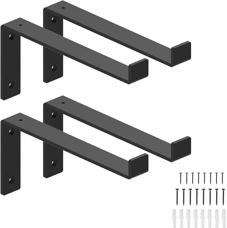 Shelf Brackets 8 Inch, Heavy Duty Industrial Iron Floating Shelf Bracket, Decorative Rustic Farmh... | Amazon (US)