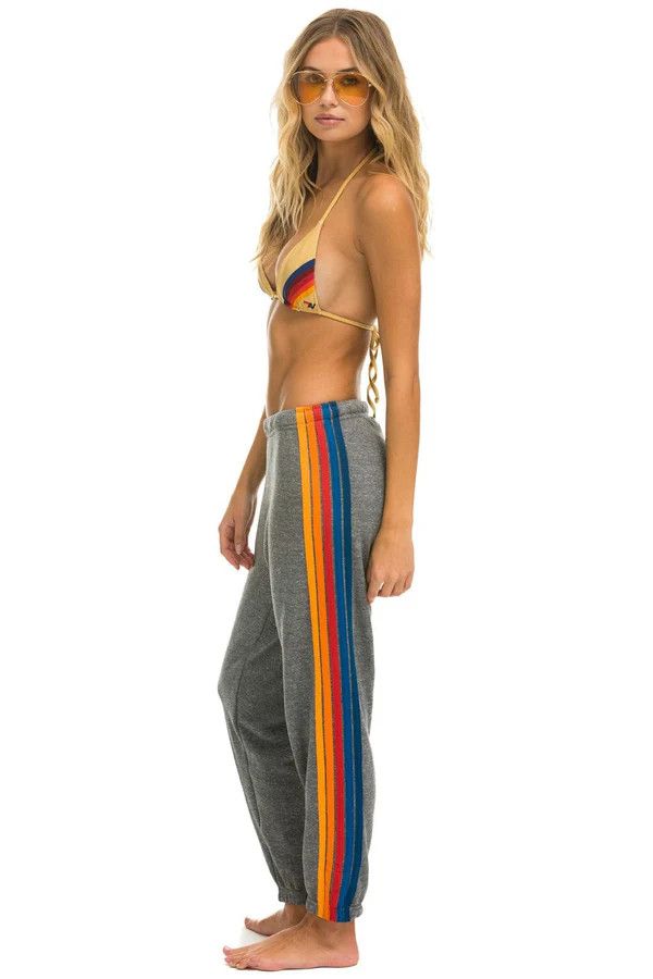 5 STRIPE SWEATPANTS - HEATHER GREY 2 | Aviator Nation