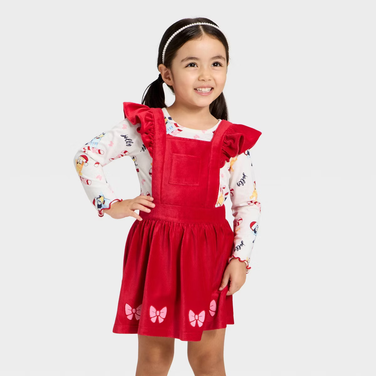 Toddler Girls' 2pc Bluey Christmas Long Sleeve T-Shirt and Dress Set - Red | Target