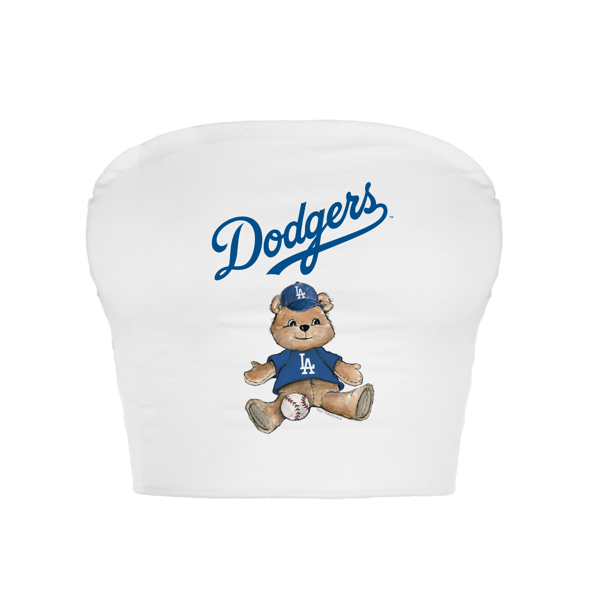 Women's Tiny Turnip White Los Angeles Dodgers Teddy Bear Crop Tube Top | Fanatics