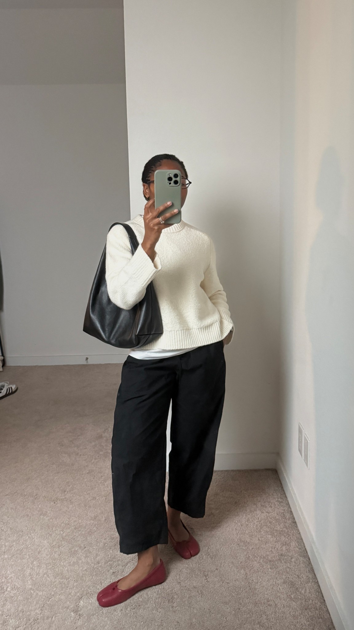 2026.01.24 - casual winter outfit 

black leather bag, barrel pants, tabi flats, cream jumperrs

#LTKootd #LTKPetite #LTKSeasonal