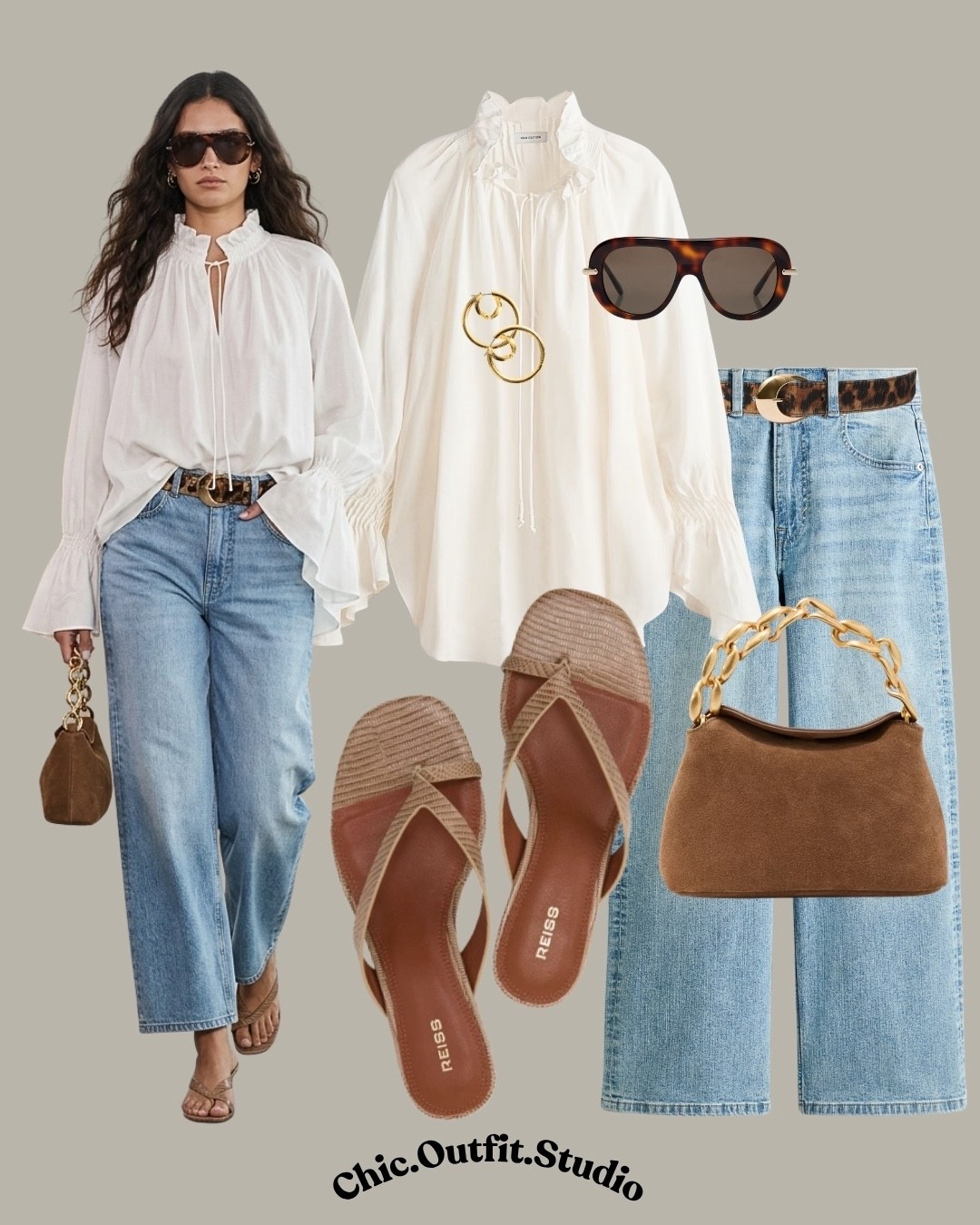 Light neutrals + denim
✨A soft neutral linen blouse with ruffled collar paired with relaxed blue jeans creates an effortless spring outfit that feels light, breathable, and timeless. Styled with flat sandals and warm-toned accessories, this look is perfect for weekend brunch, vacation days, city walks, or casual coffee runs. Easy styling that feels fresh and comfortable for warmer spring weather.
✨Tags: spring outfit women casual, neutral blouse outfit, blue jeans outfit women, warm weather outfit ideas, European casual style, everyday chic outfit, minimalist spring outfit, relaxed vacation outfit


#LTKstyletip #LTKspring #LTKbag